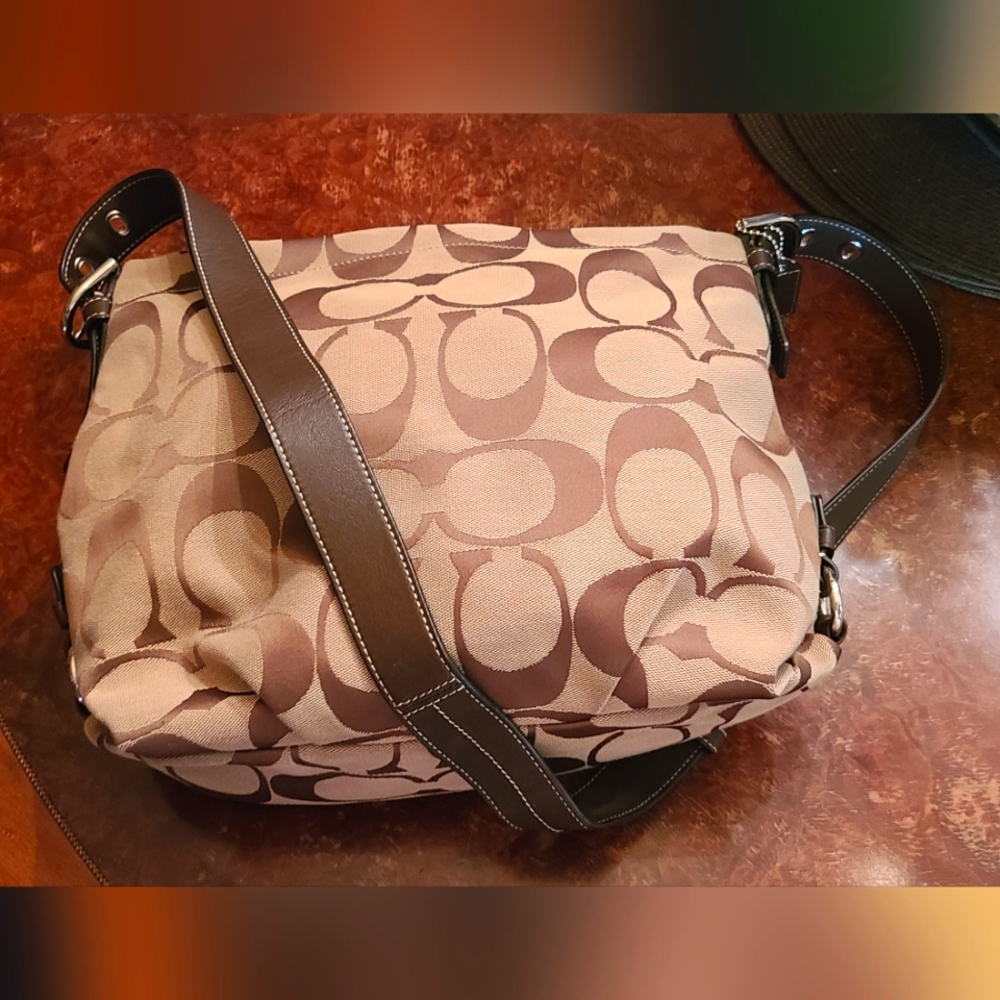 Coach hobo bag, classic Coach logo fabric